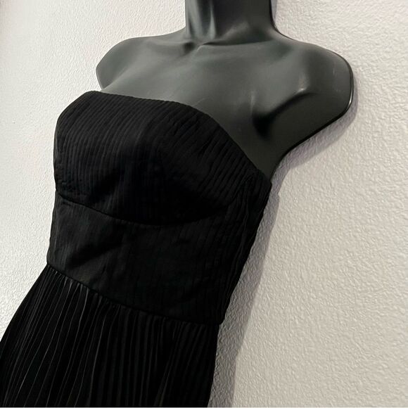 Silk Strapless Pleats Dress Twelfth Street Cynthia Steefe Black Party Cocktail 4 - Picture 6 of 14